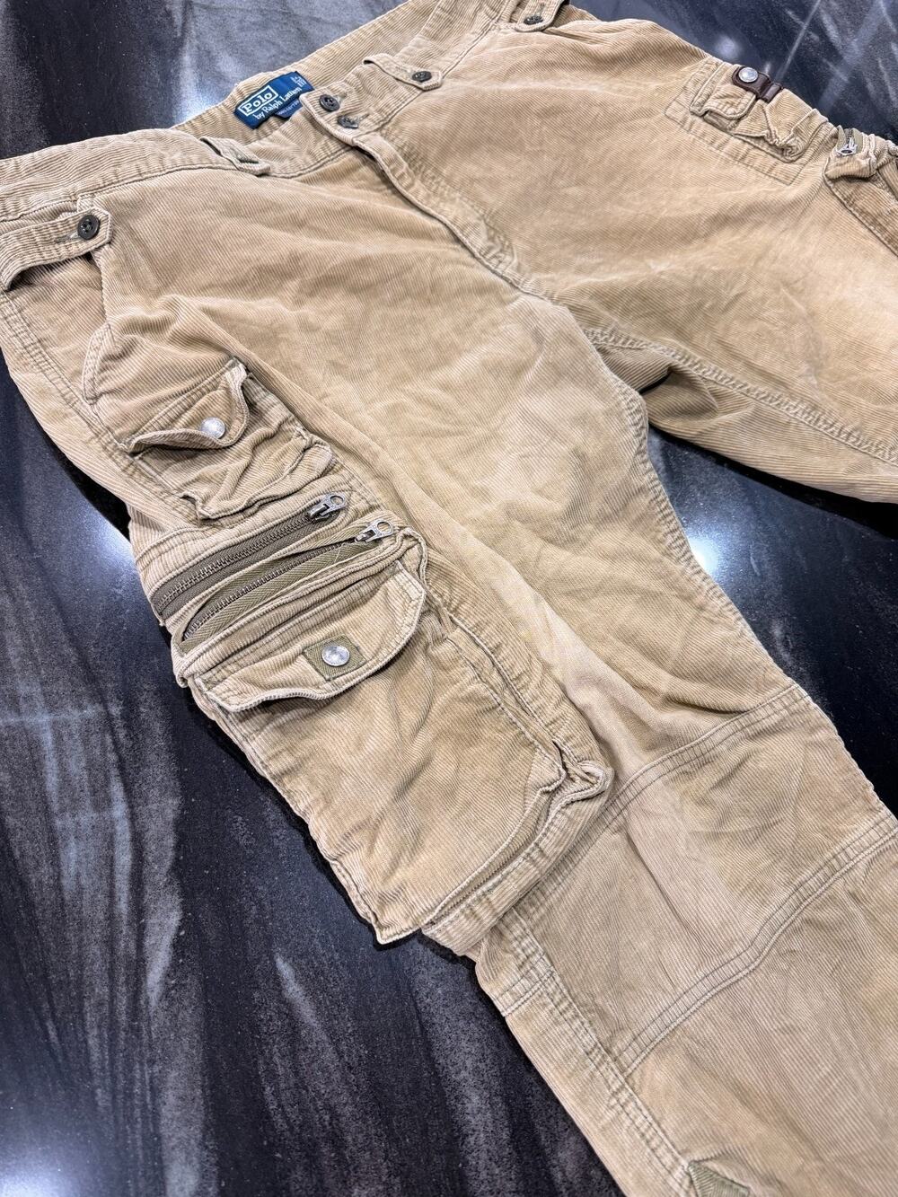 Vintage Polo Ralph Lauren Corduroy Cargo Pants 42x30 Paratrooper Military